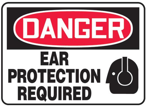 Danger Ear Protection Required Sign - Click Image to Close